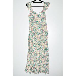 New Ann Taylor Loft Floral Sweetheart Neck Slit Midi Dress Women's Size 4